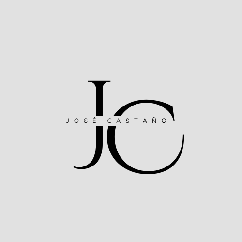 Logo con Tipografia para Iniciales del Nombre Profesional Circular Limpio Elegante Blanco Negro - Jose Castano Fotografo de bodas Asturias